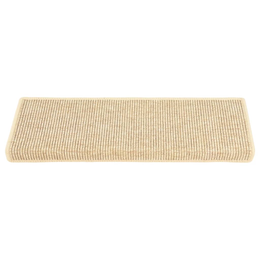 Stair Mats Self-adhesive Sisal-Look 15 pcs 65x21x4 cm Light Beige