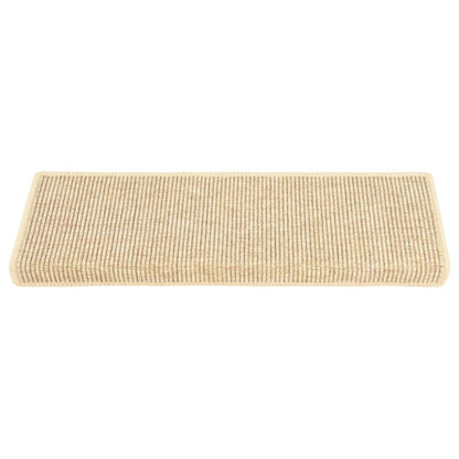 Stair Mats Self-adhesive Sisal-Look 15 pcs 65x21x4 cm Light Beige