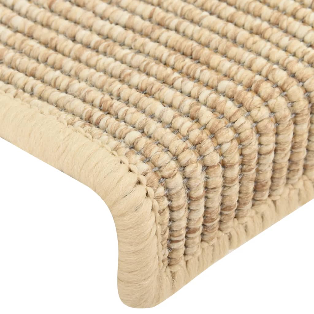 Stair Mats Self-adhesive Sisal-Look 15 pcs 65x21x4 cm Light Beige