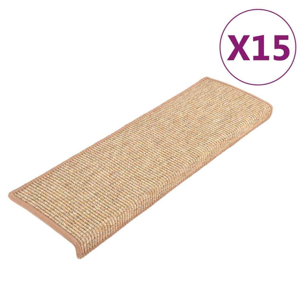 Stair Mats Self-adhesive 15 pcs Light Brown 65x21x4 cm