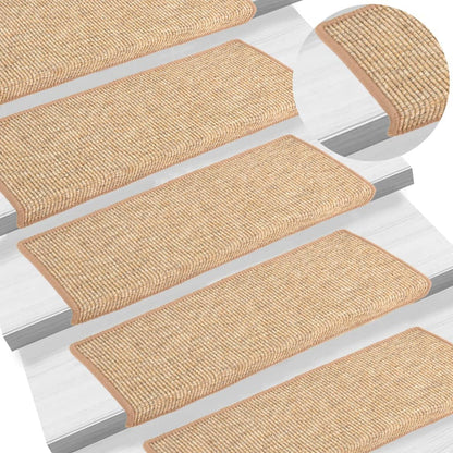 Stair Mats Self-adhesive 15 pcs Light Brown 65x21x4 cm