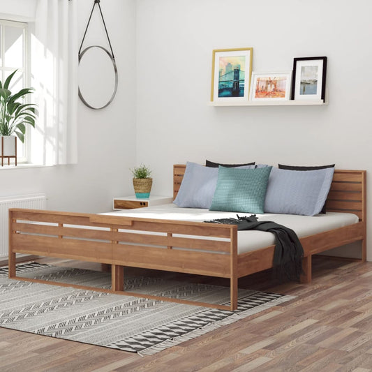 Bed Frame without Mattress Solid Teak Wood 180x200 cm Super King