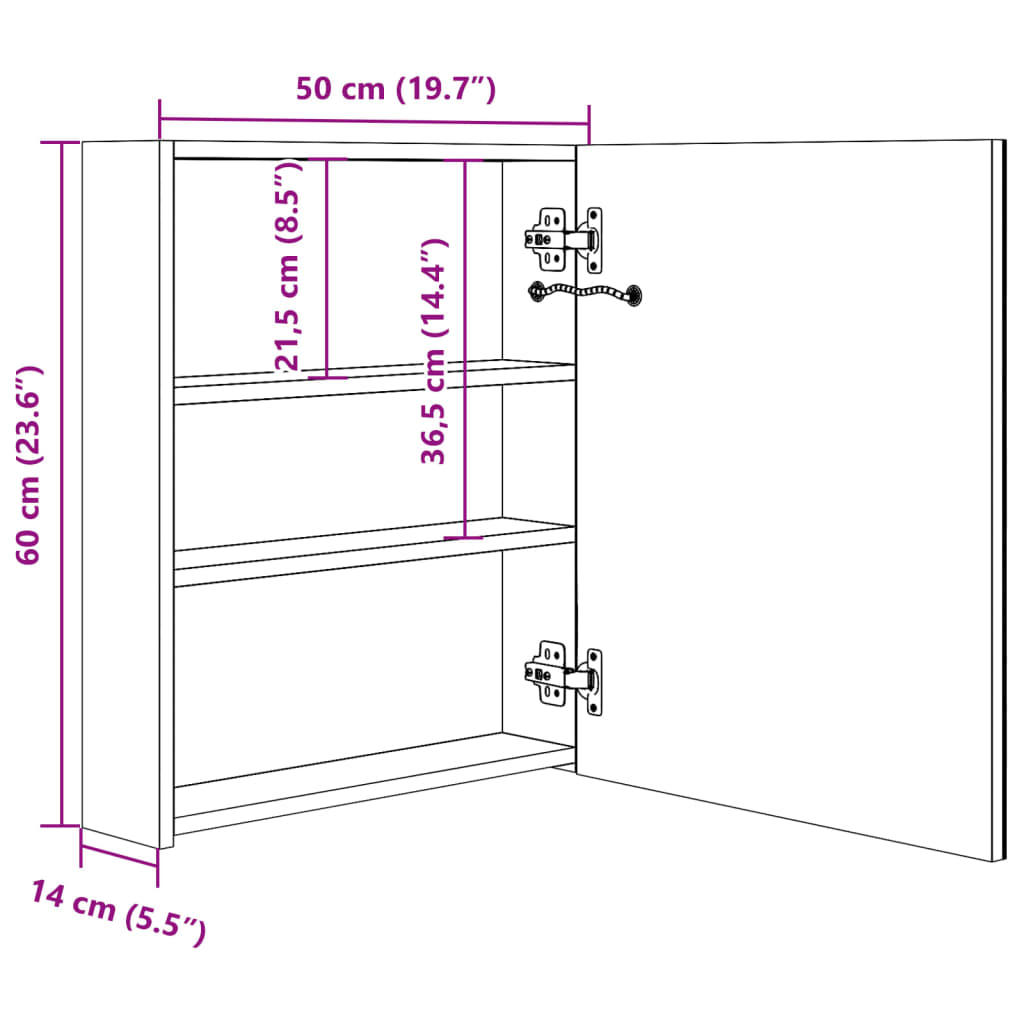 LED Bathroom Mirror Cabinet Shining White 50x14x60 cm