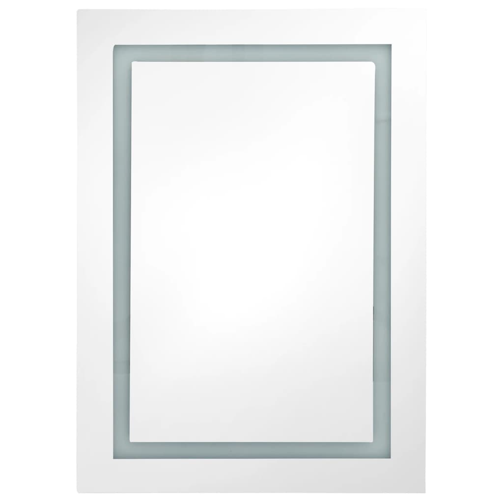 LED Bathroom Mirror Cabinet White and Oak 50x13x70 cm