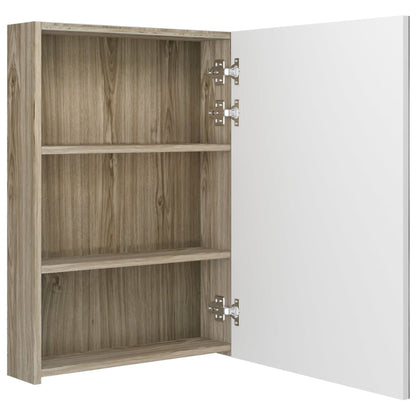 LED Bathroom Mirror Cabinet White and Oak 50x13x70 cm