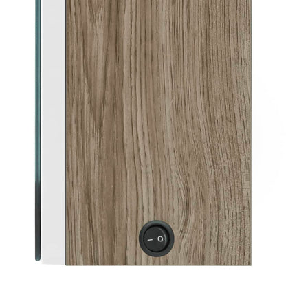 LED Bathroom Mirror Cabinet White and Oak 50x13x70 cm