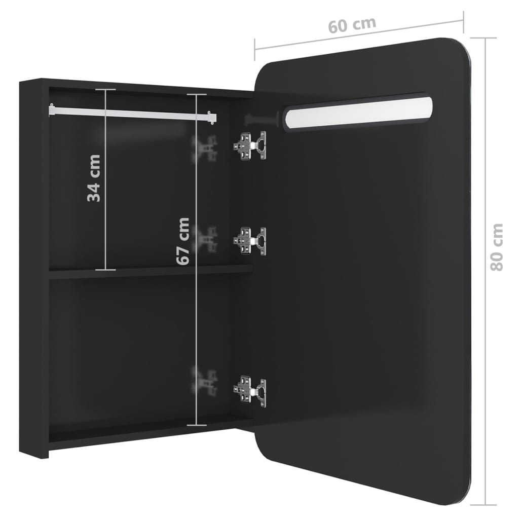 LED Bathroom Mirror Cabinet Shining Black 60x11x80 cm