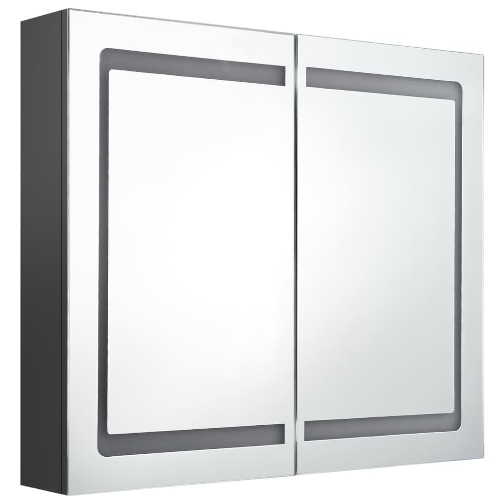 LED Bathroom Mirror Cabinet Grey 80x12x68 cm