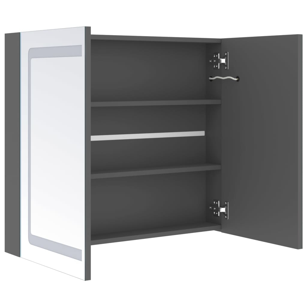 LED Bathroom Mirror Cabinet Grey 80x12x68 cm