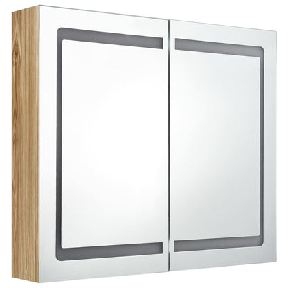 LED Bathroom Mirror Cabinet Oak 80x12x68 cm