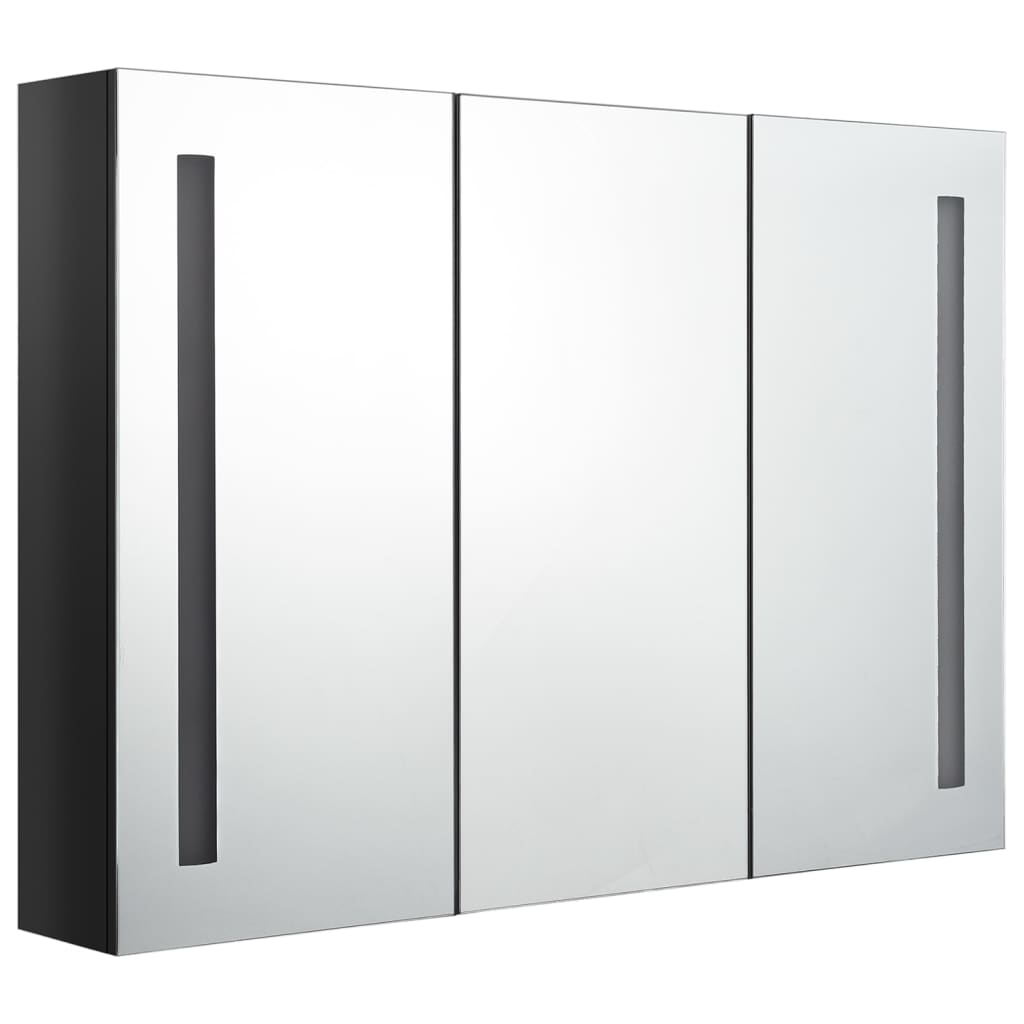 LED Bathroom Mirror Cabinet 89x14x62 cm Shining Black