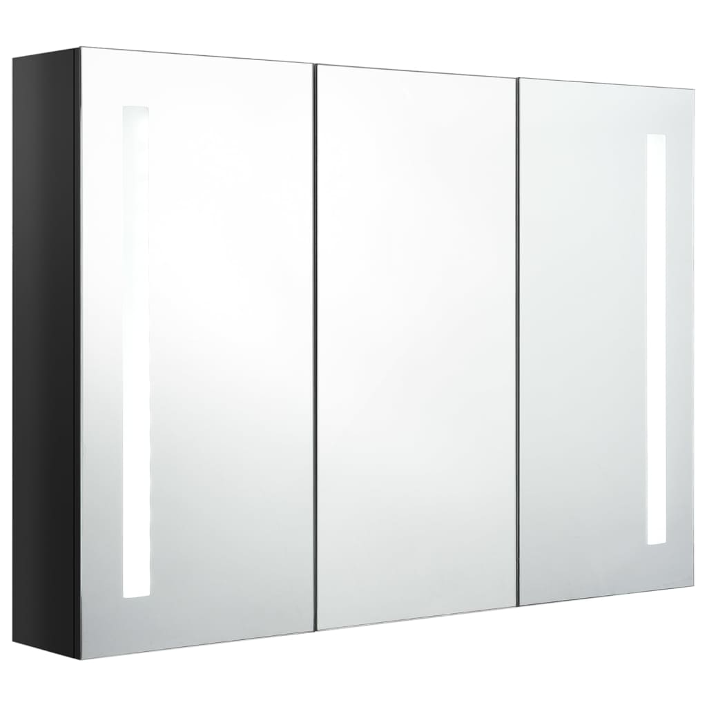 LED Bathroom Mirror Cabinet 89x14x62 cm Shining Black