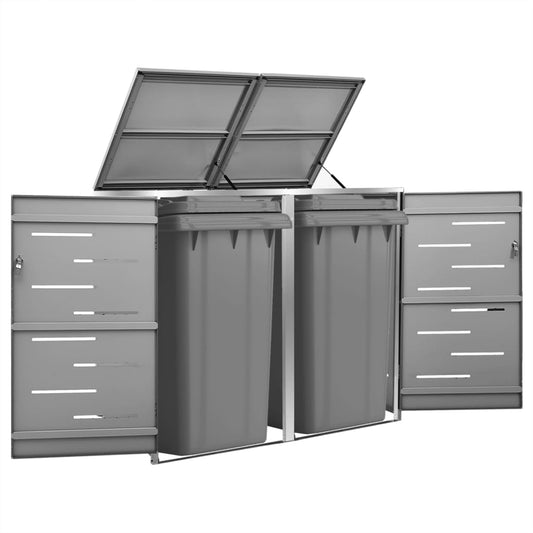 Double Wheelie Bin Shed 138x77.5x112.5 cm Stainless Steel