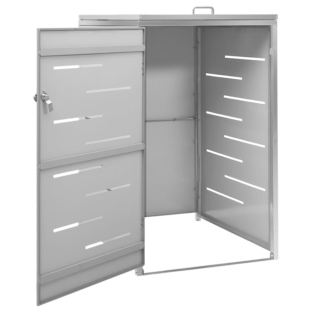 Single Wheelie Bin Shed 69x77.5x112.5 cm Stainless Steel