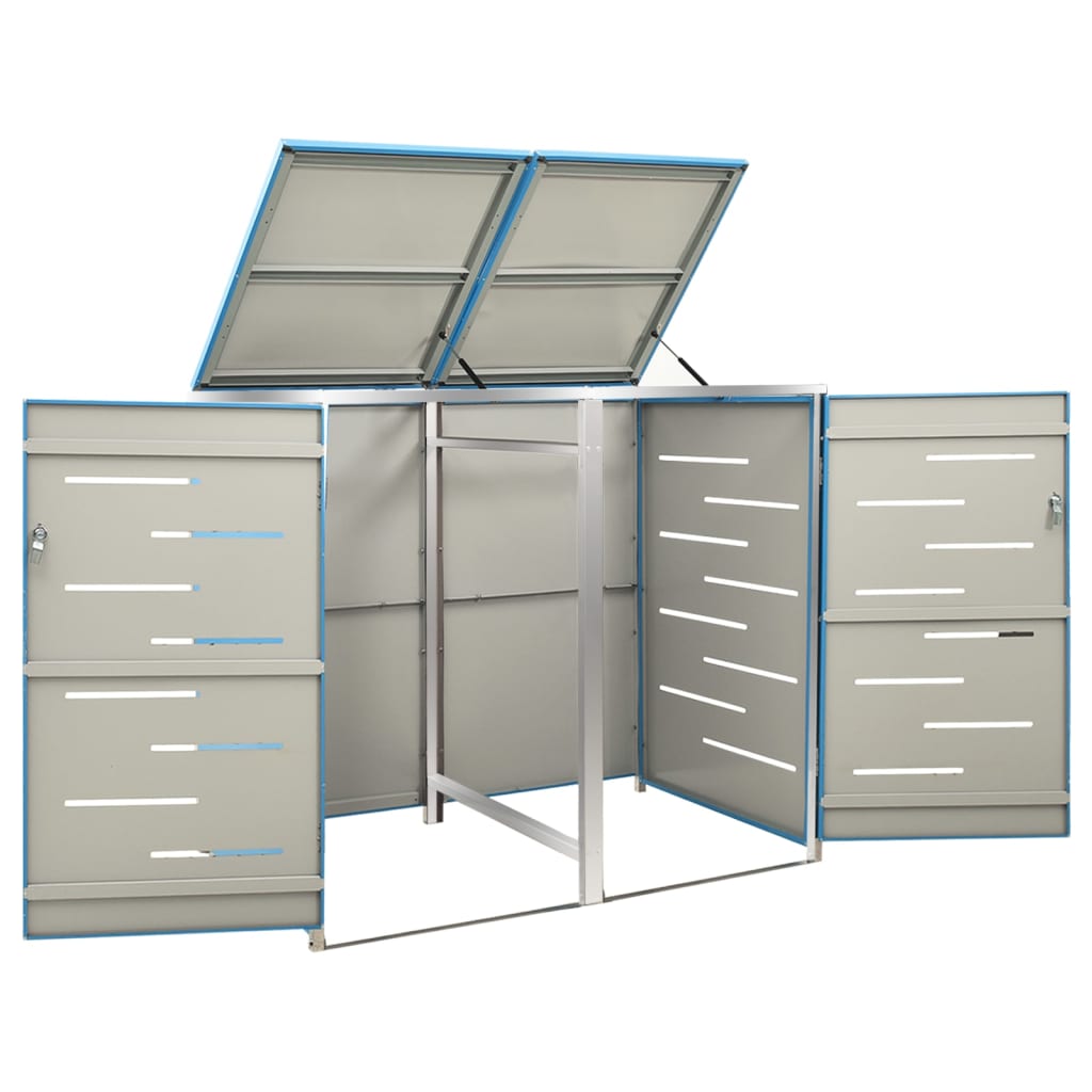 Double Wheelie Bin Shed 138x77.5x112.5 cm Stainless Steel