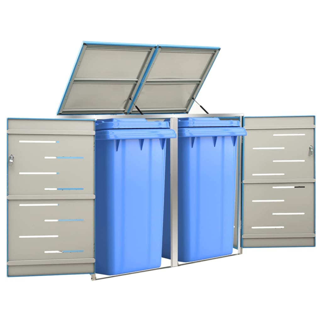 Double Wheelie Bin Shed 138x77.5x112.5 cm Stainless Steel