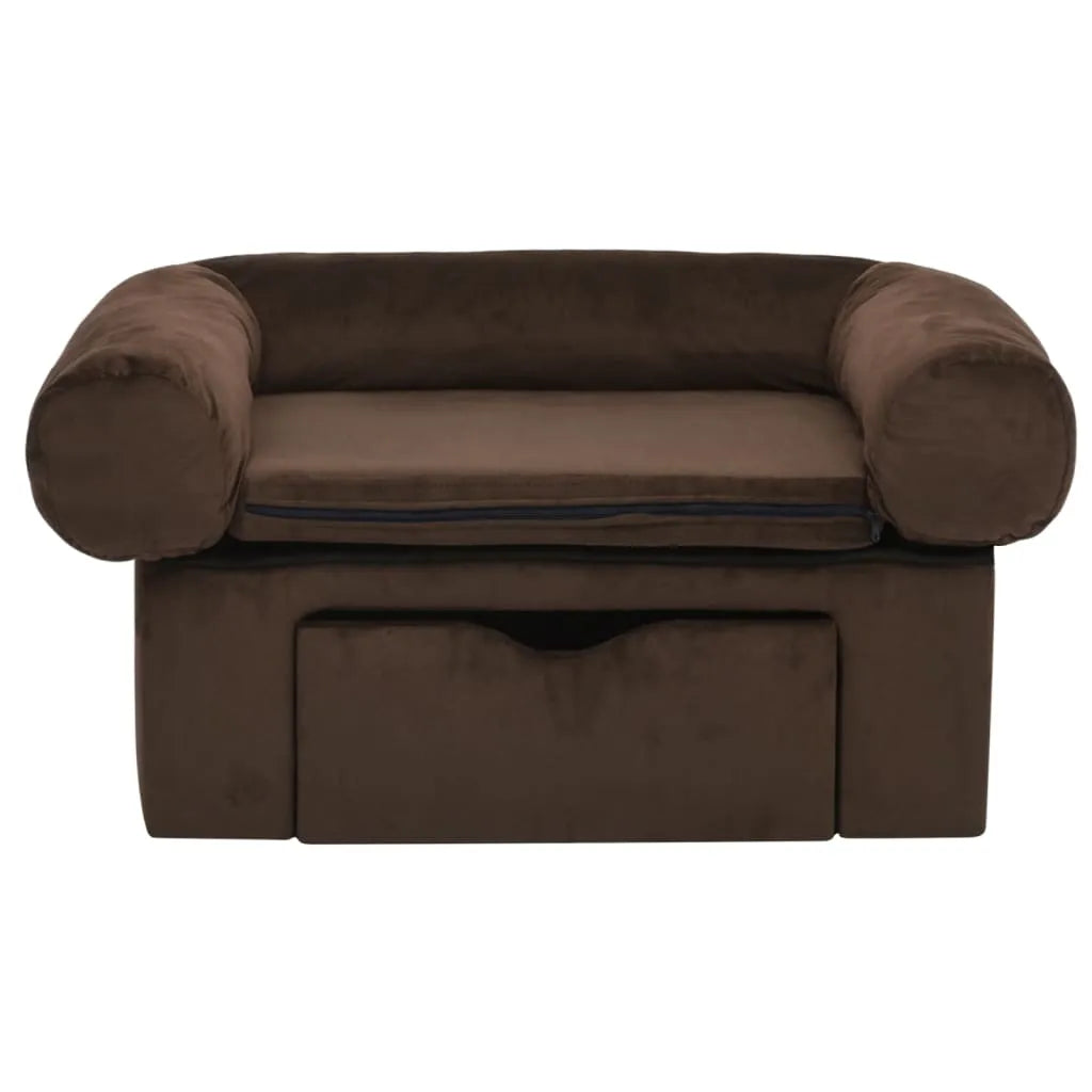 Dog Sofa with Drawer Brown 75x50x38 cm Plush