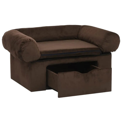 Dog Sofa with Drawer Brown 75x50x38 cm Plush