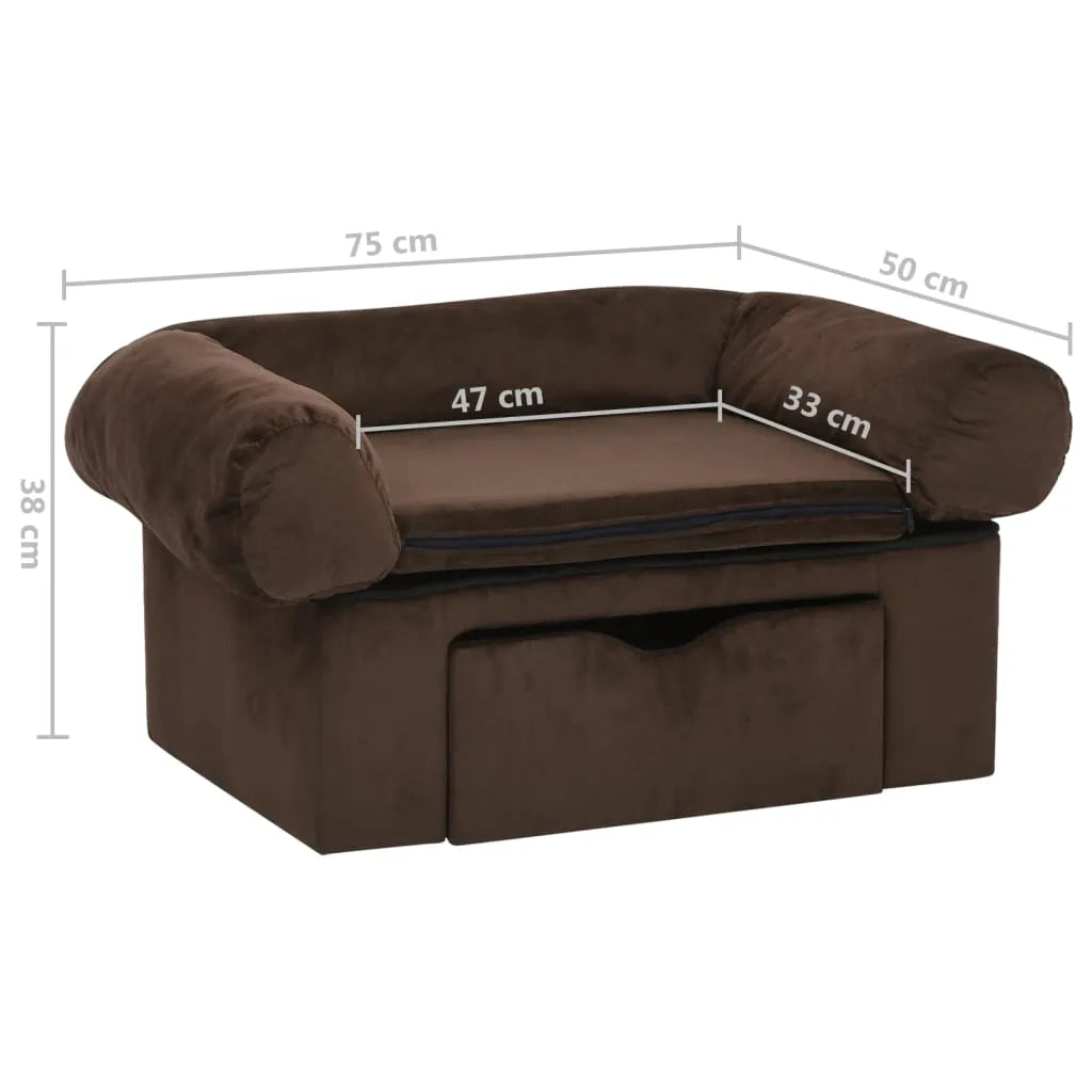 Dog Sofa with Drawer Brown 75x50x38 cm Plush