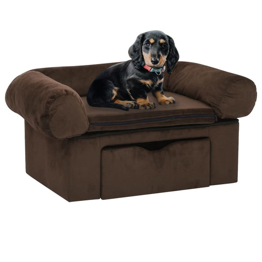 Dog Sofa with Drawer Brown 75x50x38 cm Plush