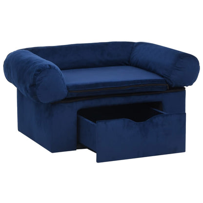 Dog Sofa with Drawer Blue 75x50x38 cm Plush