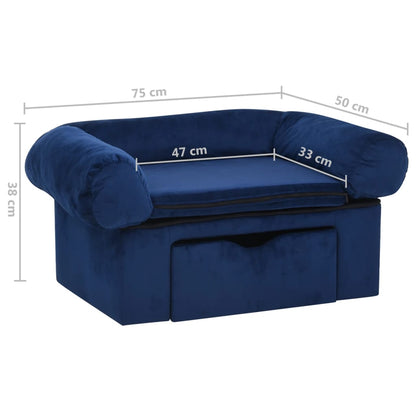 Dog Sofa with Drawer Blue 75x50x38 cm Plush