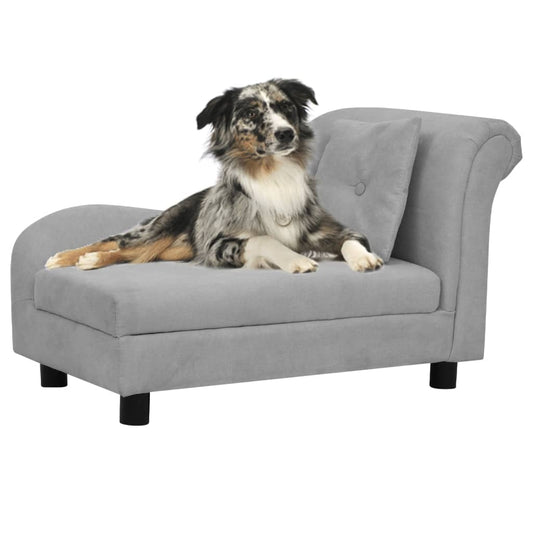 Dog Sofa with Pillow Grey 83x44x44 cm Plush