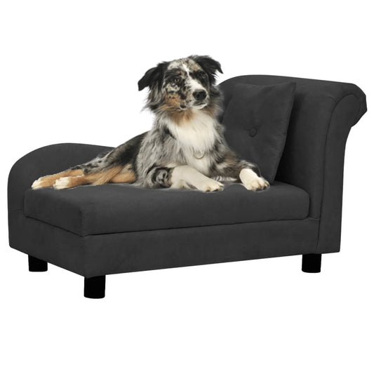 Dog Sofa with Pillow Black 83x44x44 cm Plush