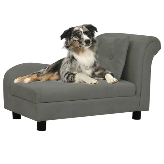 Dog Sofa with Pillow Dark Grey 83x44x44 cm Plush