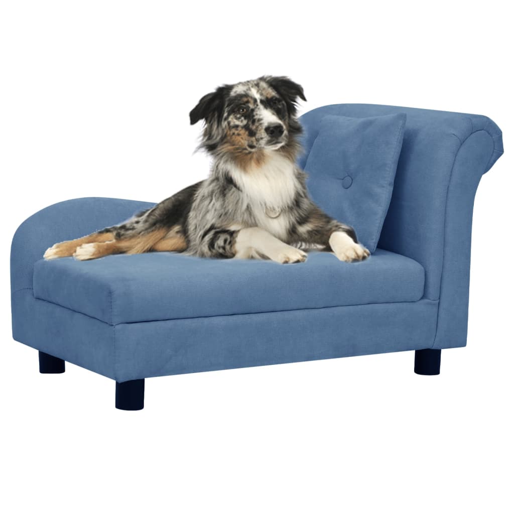 Dog Sofa with Pillow Blue 83x44x44 cm Plush