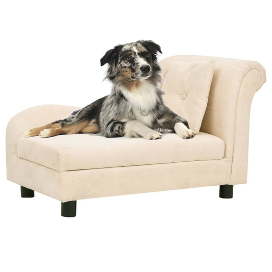 Dog Sofa with Pillow Cream 83x44x44 cm Plush