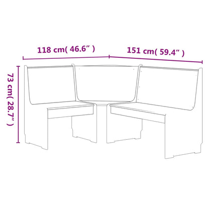 Corner Bench REINE 151 cm White Solid Wood Pine