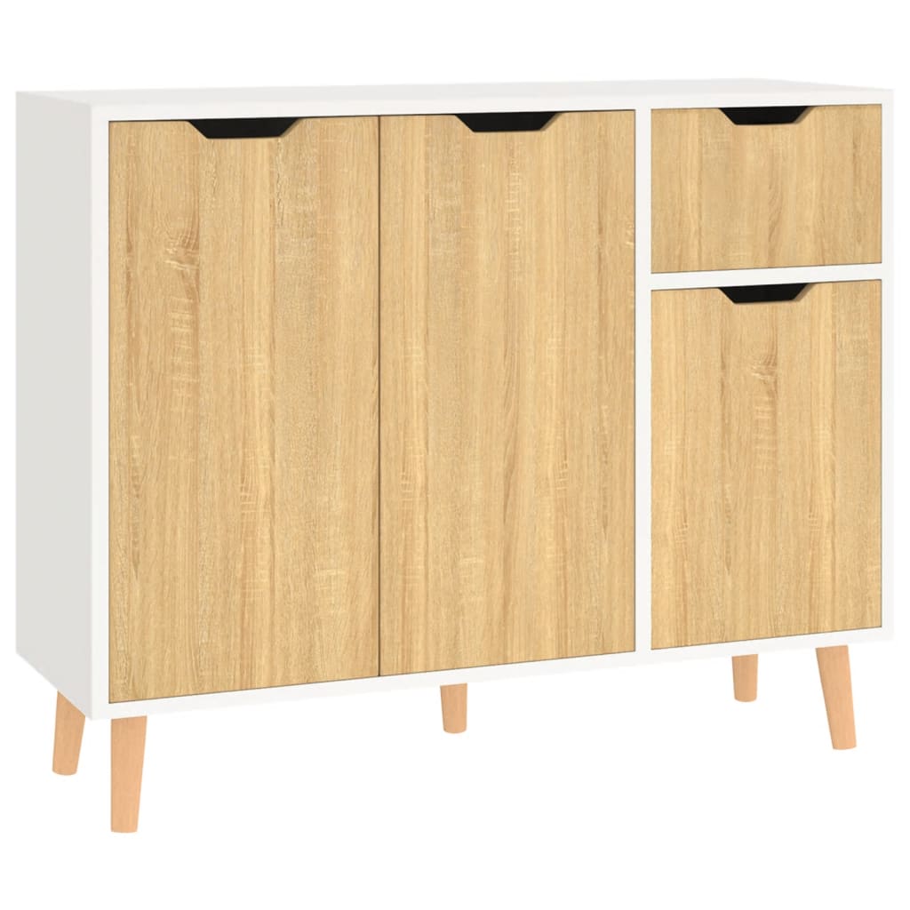 Sideboard White and Sonoma Oak 90x30x72 cm Engineered Wood