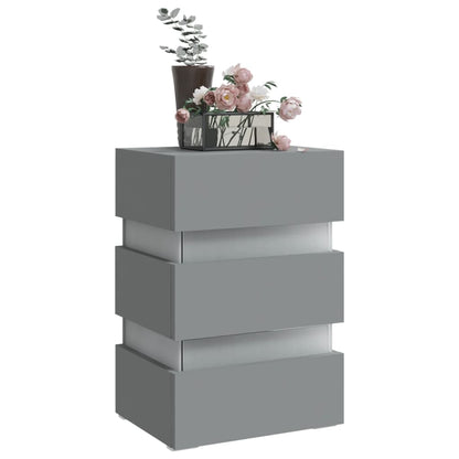 LED Bedside Cabinet Grey 45x35x67 cm Engineered Wood