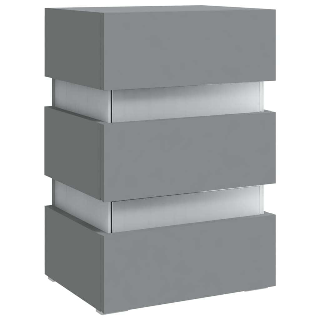 LED Bedside Cabinet Grey 45x35x67 cm Engineered Wood