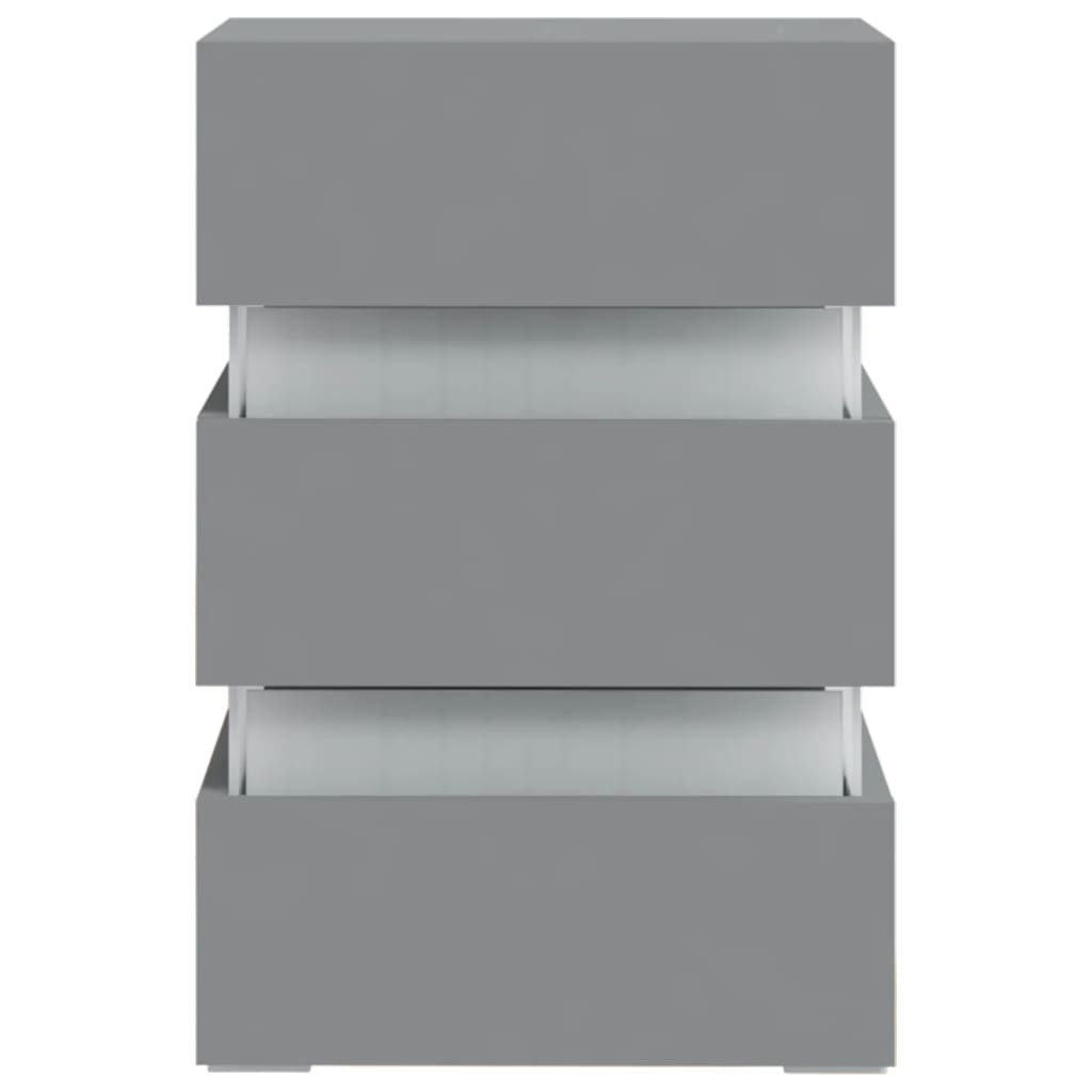 LED Bedside Cabinet Grey 45x35x67 cm Engineered Wood