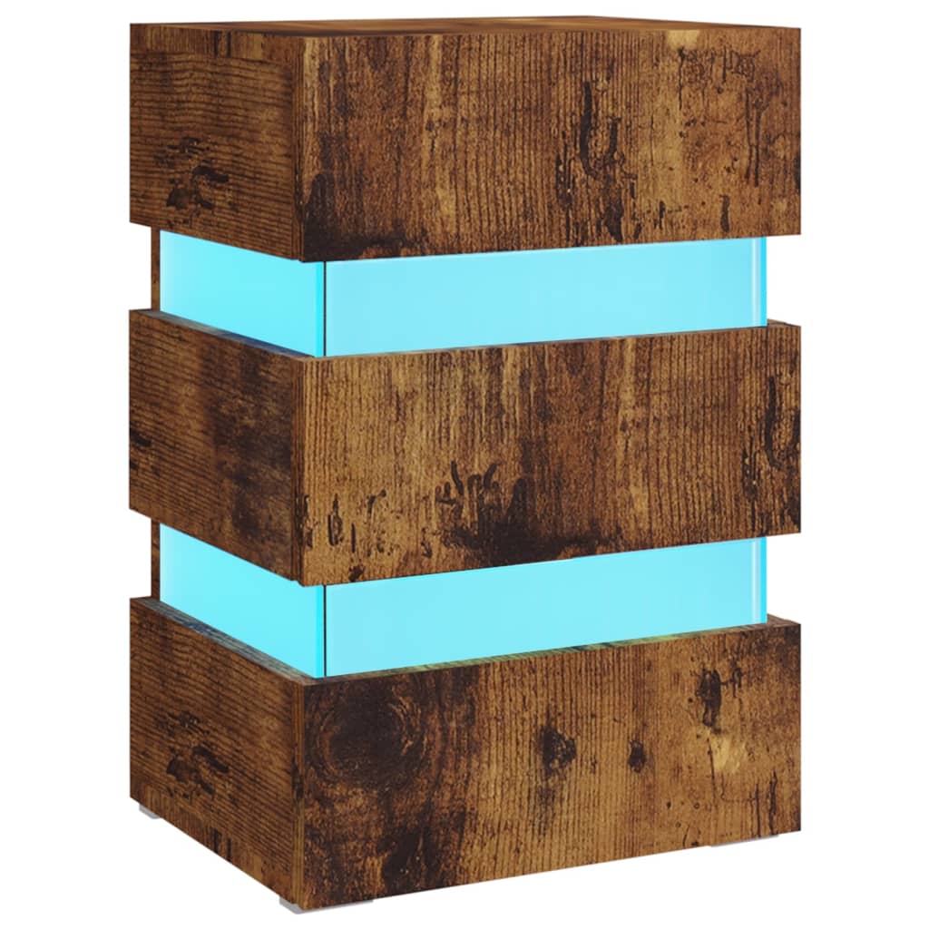 LED Bedside Cabinet Smoked Oak 45x35x67 cm Engineered Wood