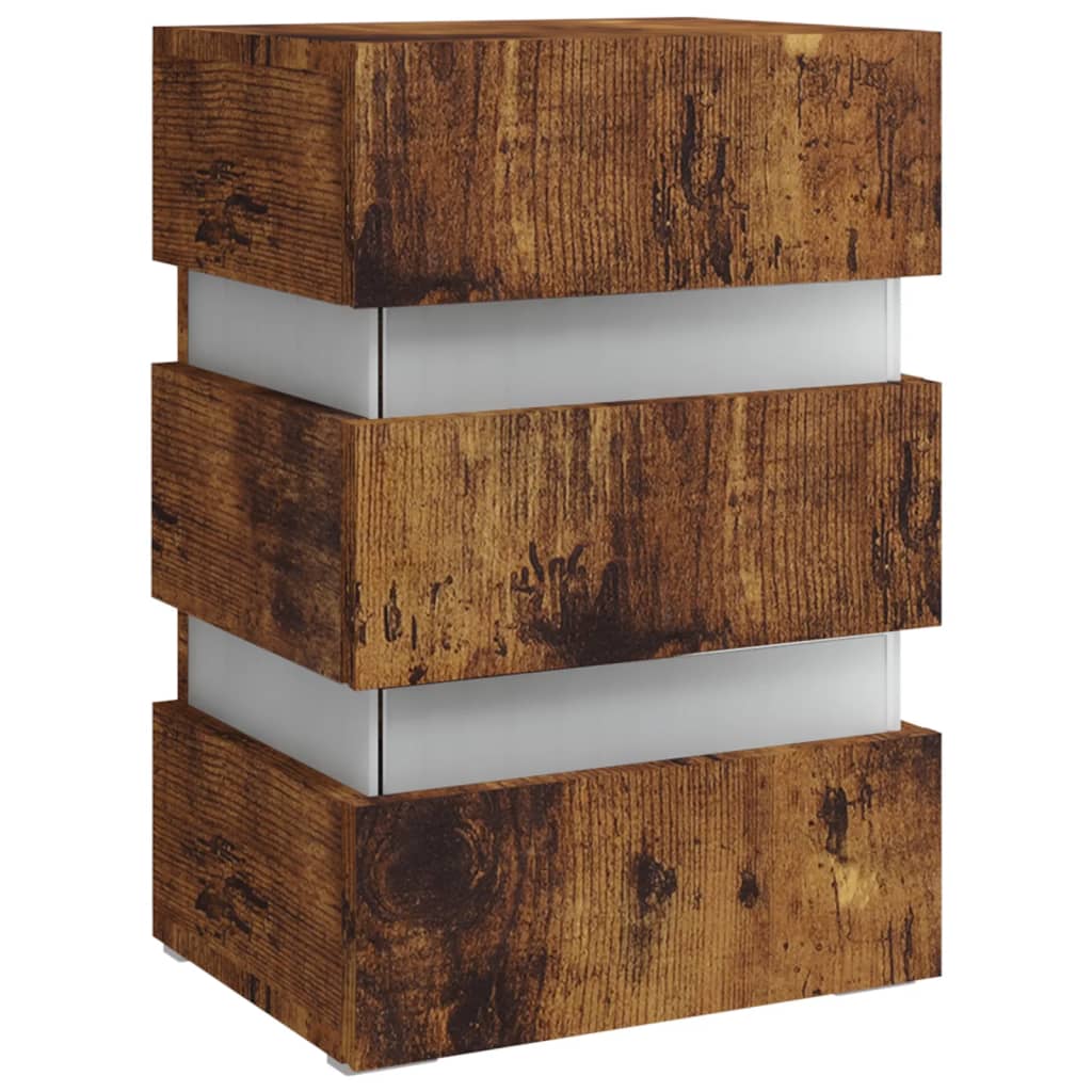 LED Bedside Cabinet Smoked Oak 45x35x67 cm Engineered Wood