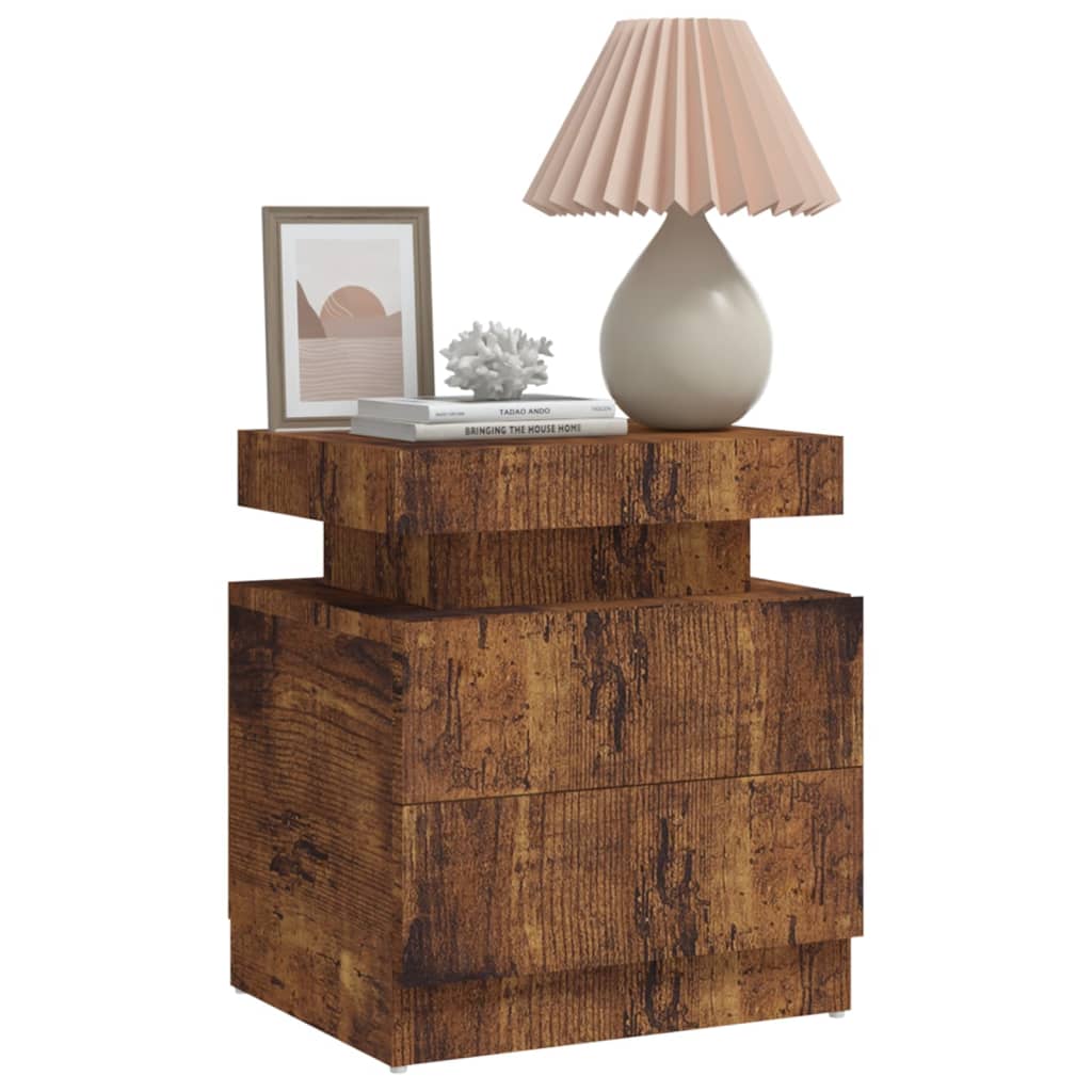 Bedside Cabinet Smoked Oak 45x35x52 cm Engineered Wood