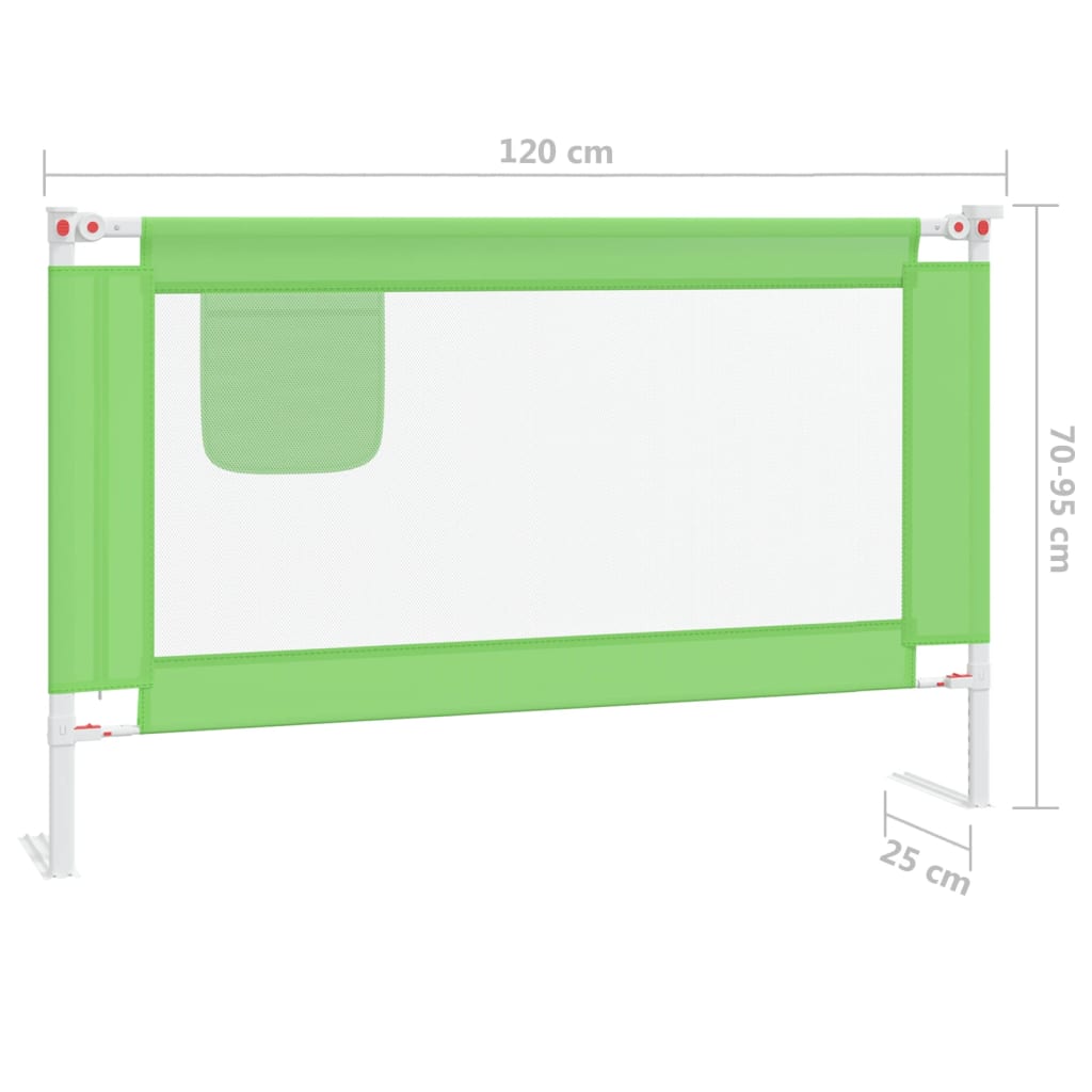 Toddler Safety Bed Rail Green 120x25 cm Fabric