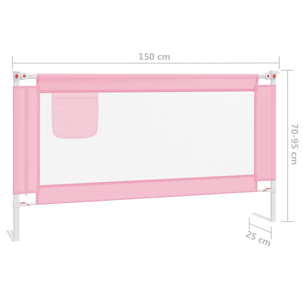 Toddler Safety Bed Rail Pink 150x25 cm Fabric