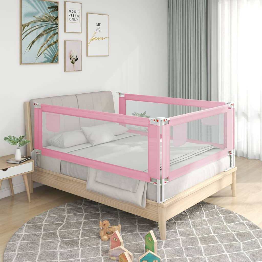 Toddler Safety Bed Rail Pink 150x25 cm Fabric