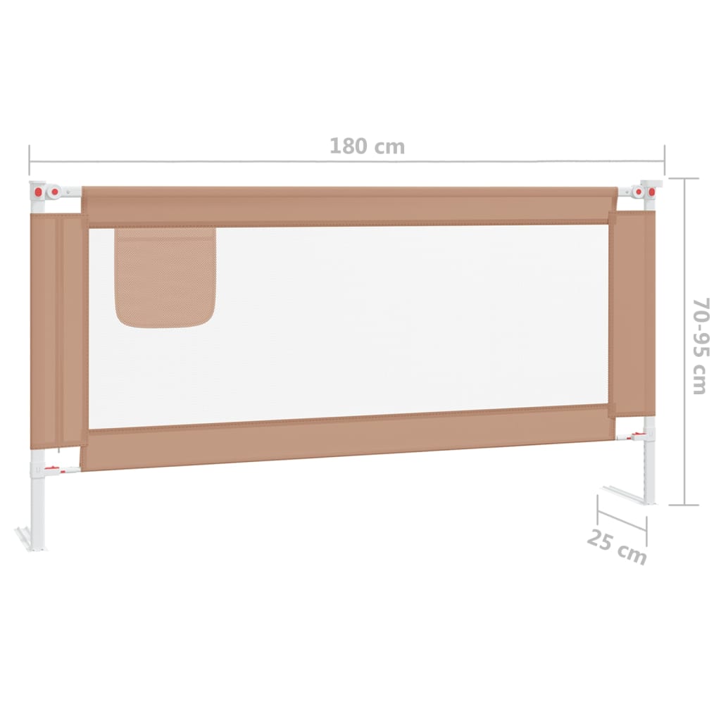 Toddler Safety Bed Rail Taupe 180x25 cm Fabric