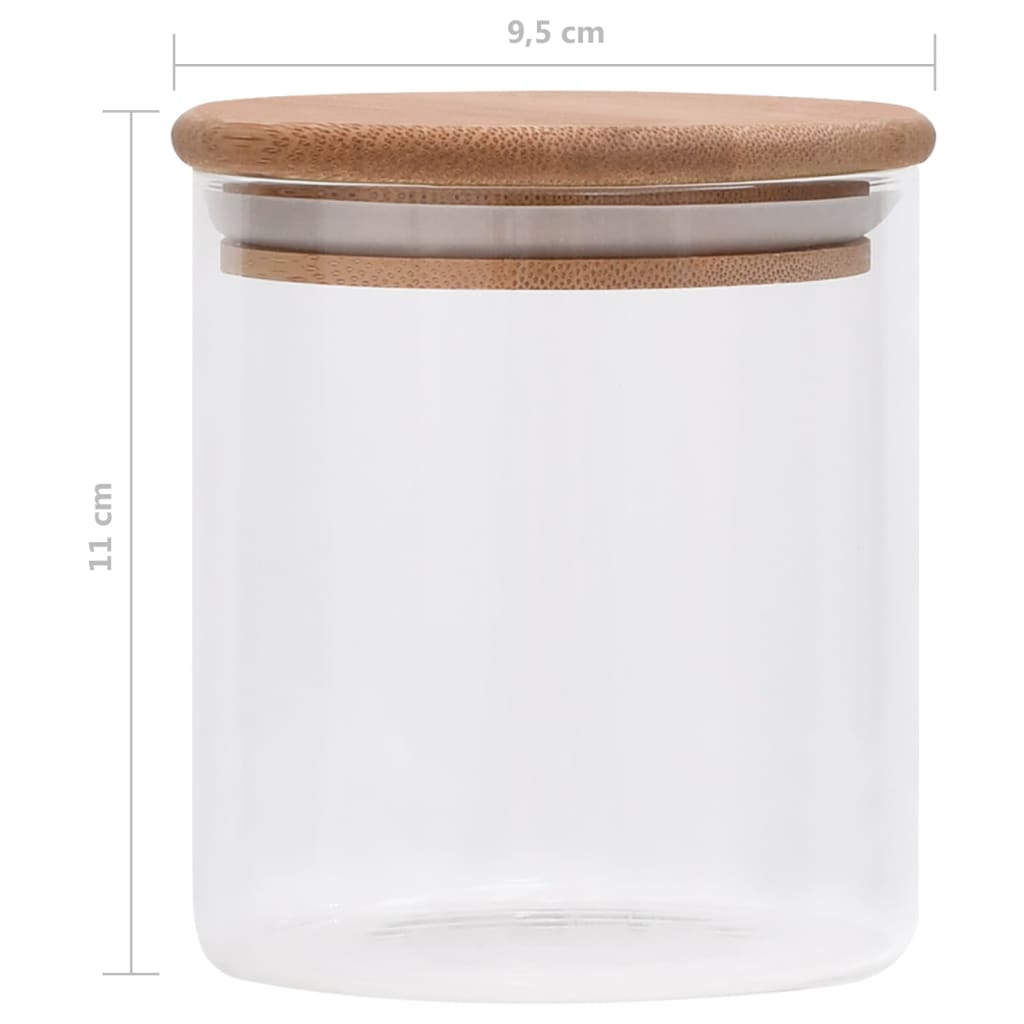 Storage Glass Jars with Bamboo Lid 10 pcs 600 ml