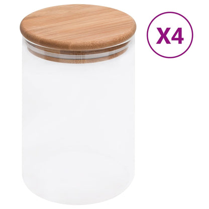 Storage Glass Jars with Bamboo Lid 4 pcs 800 ml