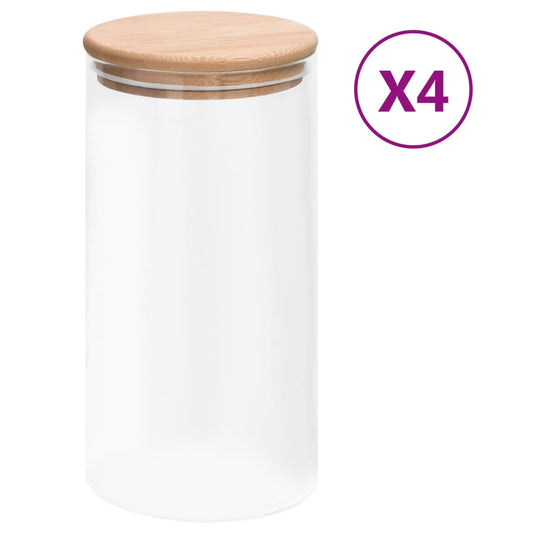 Storage Glass Jars with Bamboo Lid 4 pcs 1200 ml