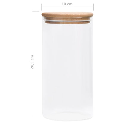 Storage Glass Jars with Bamboo Lid 4 pcs 1200 ml