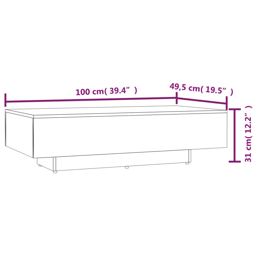 Coffee Table White 100x49.5x31 cm Engineered Wood