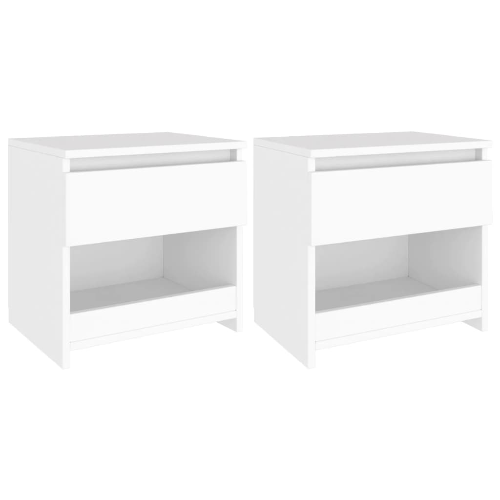 Bedside Cabinets 2 pcs White 40x30x39 cm Engineered Wood