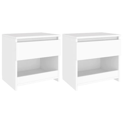 Bedside Cabinets 2 pcs White 40x30x39 cm Engineered Wood